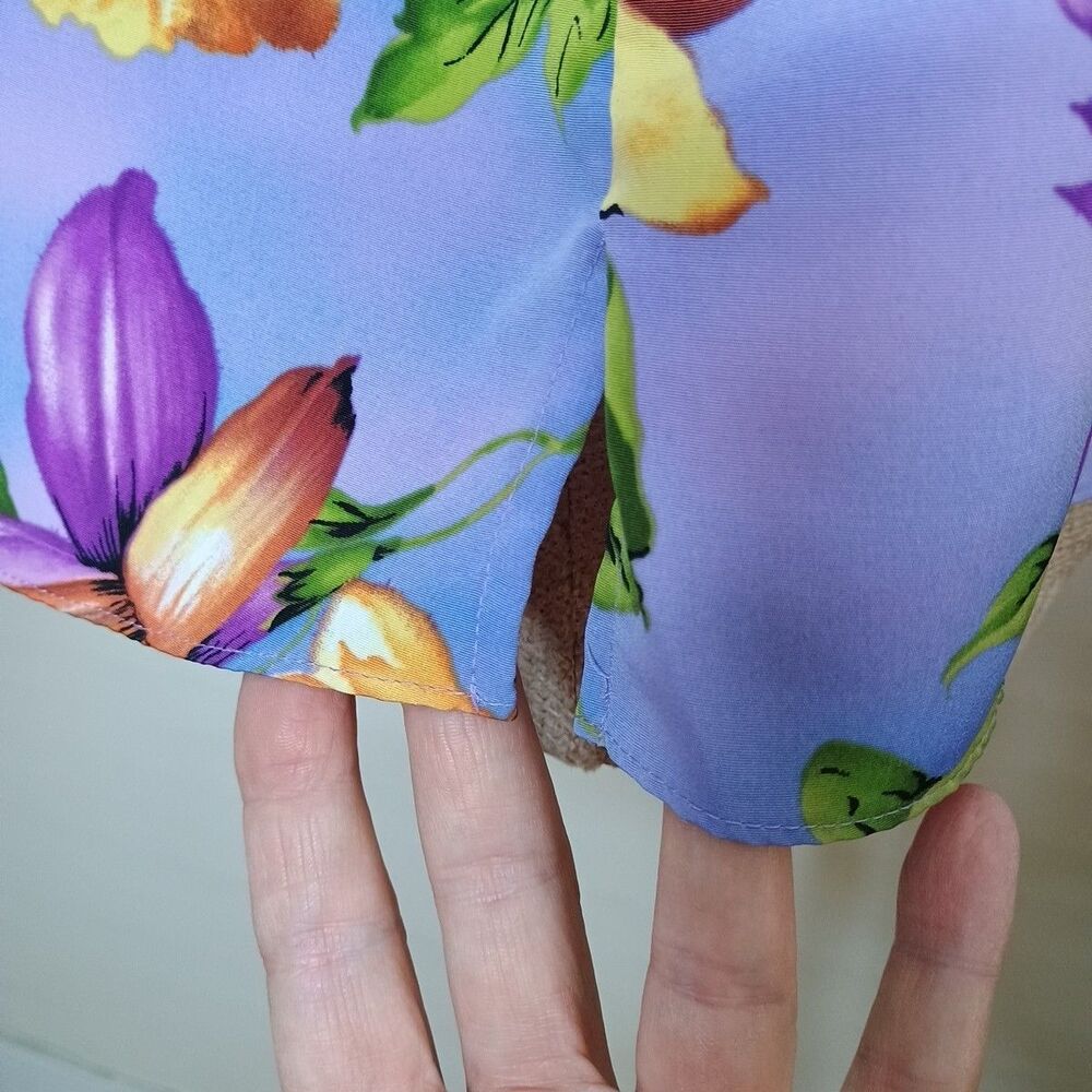 Vintage Maggie Sweet Blouse Womens Plus Size 1X Colorful Purple Hawaiian 80s USA - Picture 4 of 9